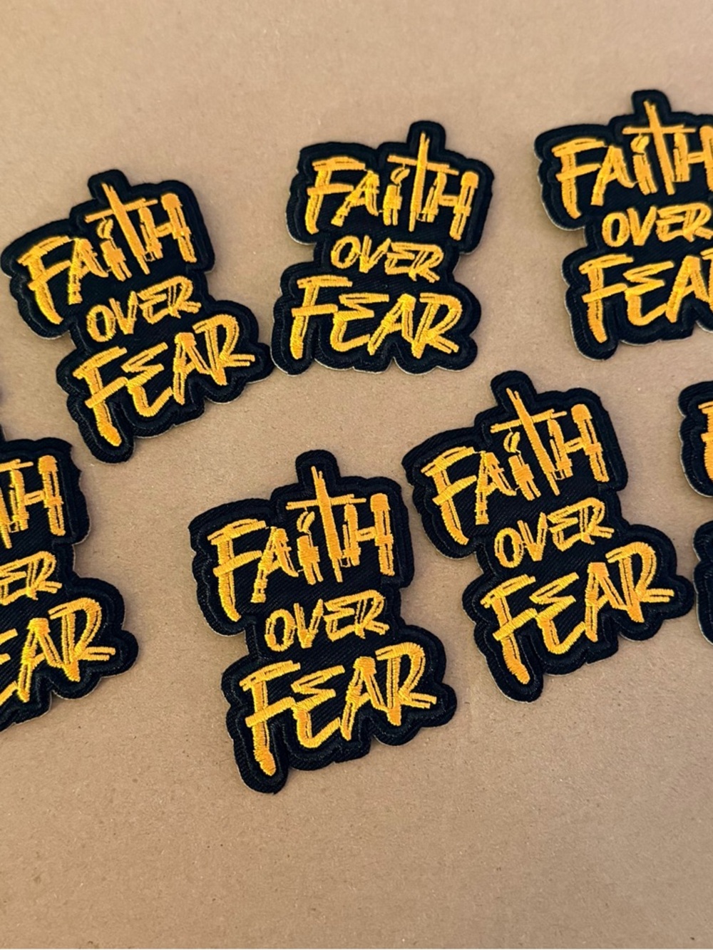 Faith Over Fear Embroidered Patch - Black & Gold